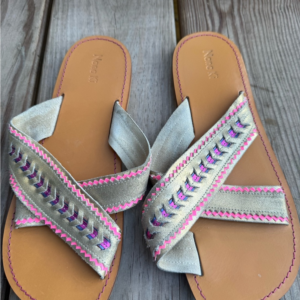 Women's Sandals with Pink and Purple Accents